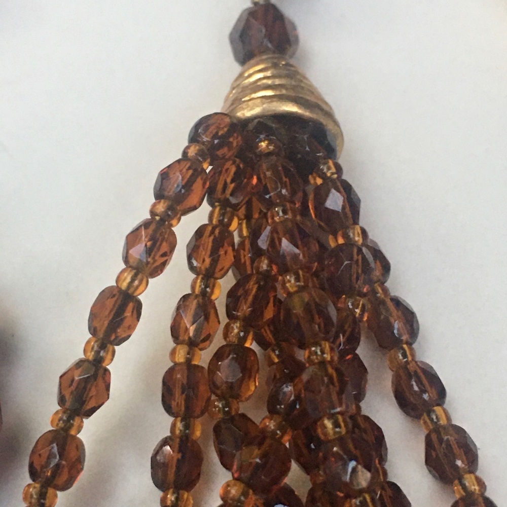 Vintage Root Beer Glass Bead Lariat Necklace - Picture 2 of 4